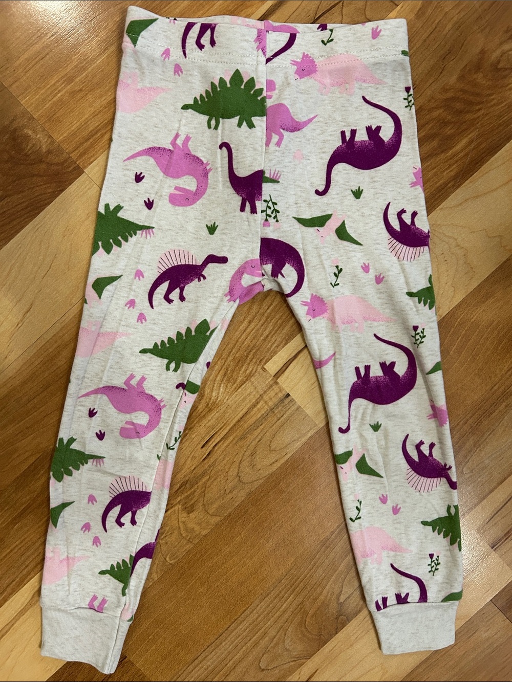 Girls' Dinosaur Print Leggings - Pink, Purple & Green 3 T